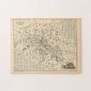 1858 Karte: Itineraire des Omnibus dans Paris Fran