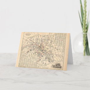1858 Karte: Itineraire des Omnibus dans Paris Fran Karte