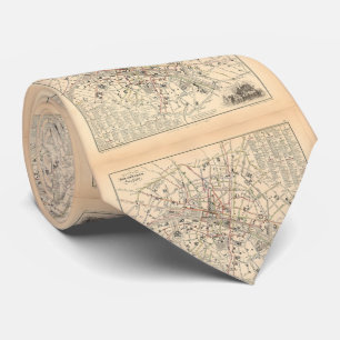 1858 Karte: Itineraire des Omnibus dans Paris Fran Krawatte
