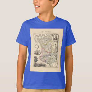 1858 Karte von Sevres Abteilung, Frankreich T-Shirt