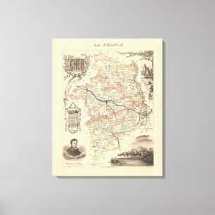 1858 Map of Cher Department, France Poster Leinwanddruck
