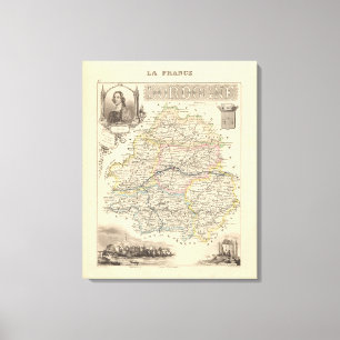 1858 Map of Dordogne Department, France Poster Leinwanddruck