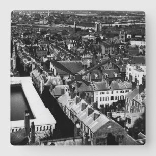 1859: Die Stadt von Boston, Massachusetts Quadratische Wanduhr