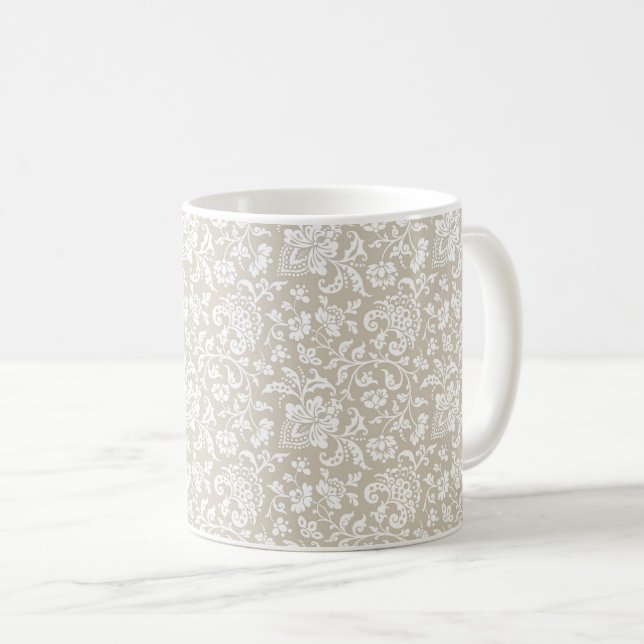 1860 Floral, Mug de café Ecru (Devant droit)
