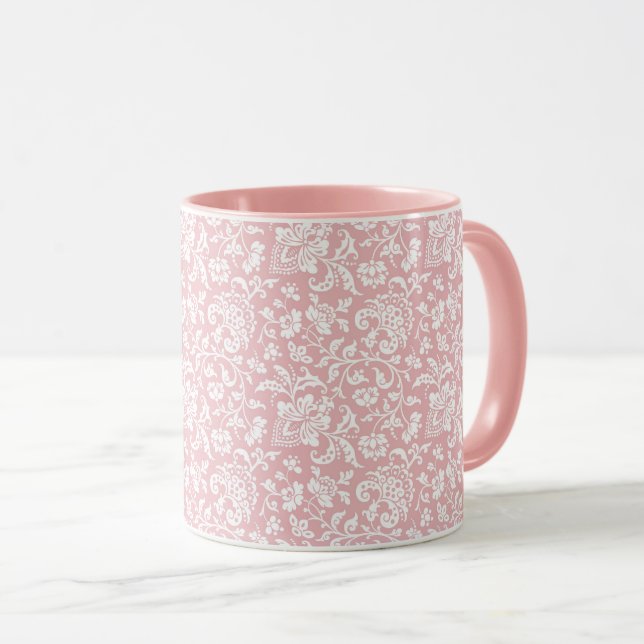 1860 Floral, Mug de café rose (Devant droit)