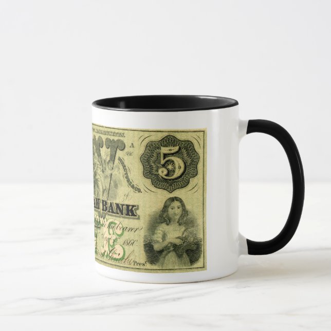 1860 Hingham Massachusetts 5 Dollar Note Tasse (Rechts)