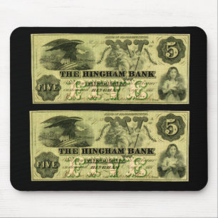 1860 Hingham Massachusetts Fünf-Dollar-Note Mousepad