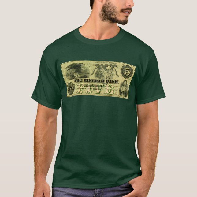 1860 Hingham Massachusetts Fünf-Dollar-Note T-Shirt (Vorderseite)