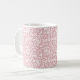 1860er Jahre Tasse mit Blumenmotiven, rosa Kaffee