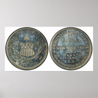 1861 50C Confederate Scott Restrike Civil War Coin Poster