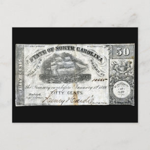 1862 North Carolina 50-Cent-Note Postkarte