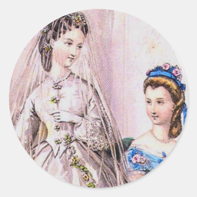 1863 Viktorianisch Bride Runder Aufkleber (Vorderseite)