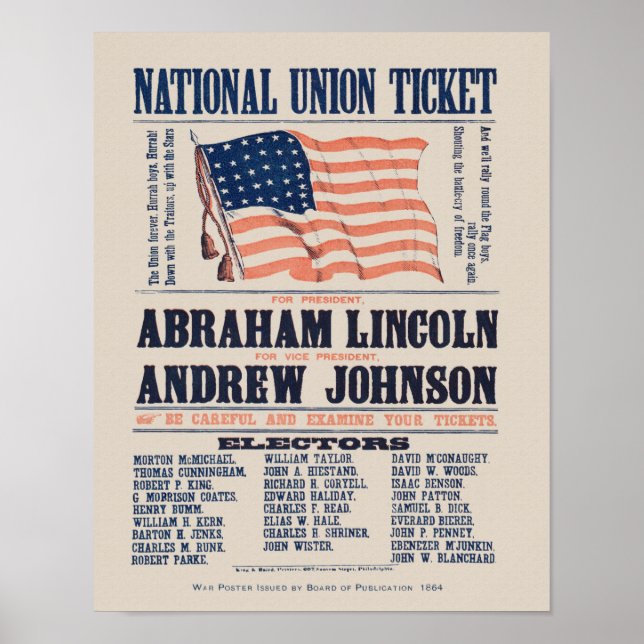 1864 Gewerkschaft Party-Plakat - Lincoln Poster (Vorne)