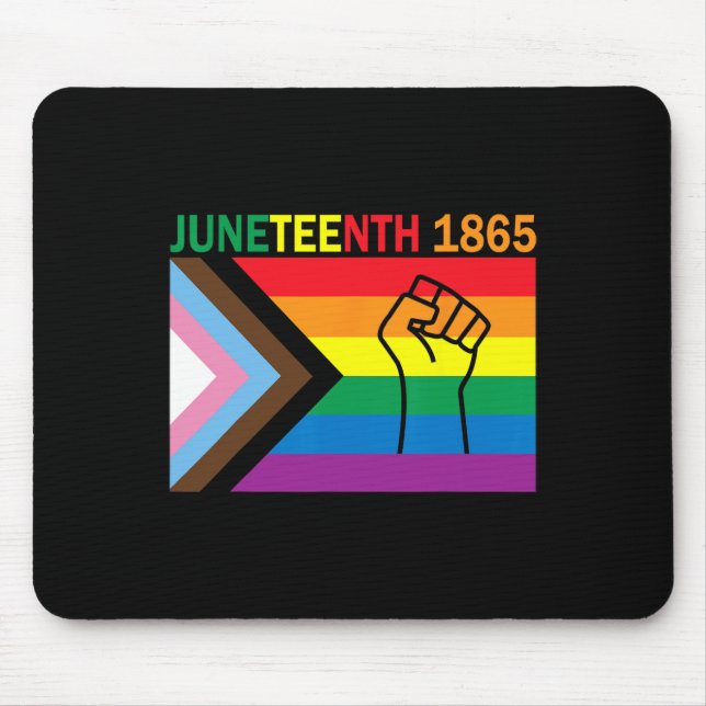1865 Fist Rainbow Flag Gay Pride Monat Mousepad (Vorne)