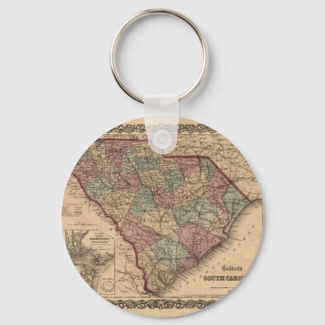 1865 South Carolina Karte Schlüsselanhänger (Vorderseite)
