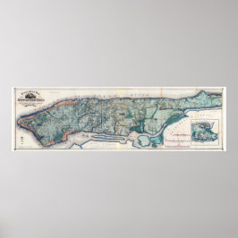 1865.Topografische Karte der Stadt New York Poster