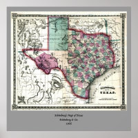 1866 Antiquarian Map of Texas by Schönberg & Co.