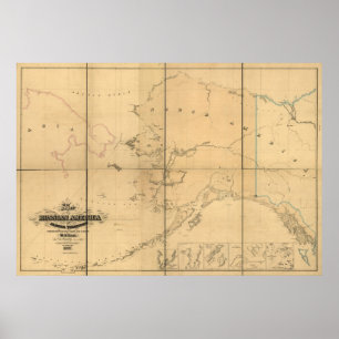 1867 Map Russian America Alaska Territory Poster