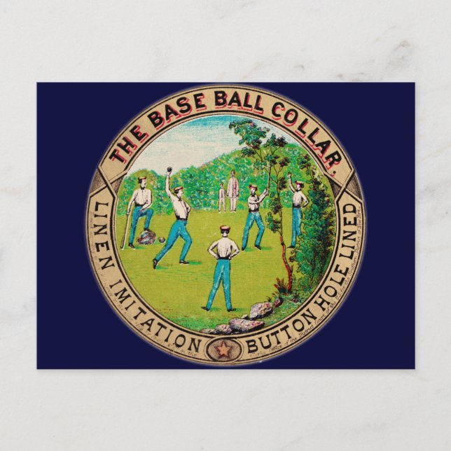 1868 Vintages Baseball-Collar-Logo Postkarte (Vorderseite)