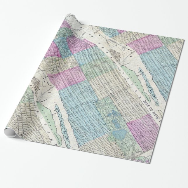 1870 Karte New York City Central Park Geschenkpapier (Ungerollt)