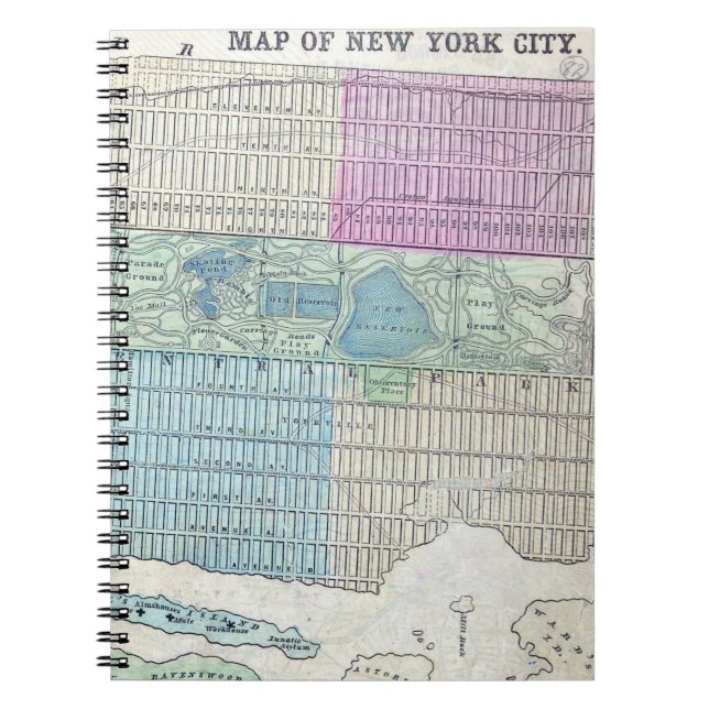 1870 Karte New York City Central Park Notizblock (Vorderseite)