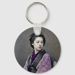 1870 Schöne japanische Frau Schlüsselanhänger