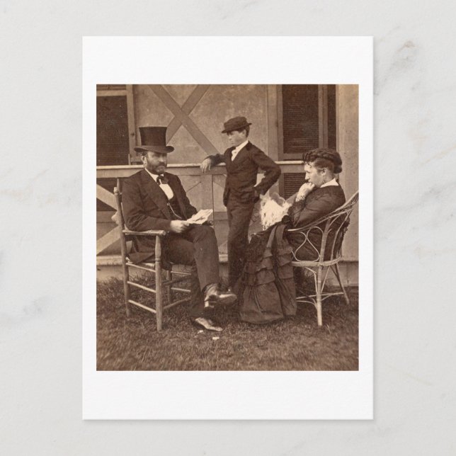 1872 Präsident Grant mit Familie in Hütte Postkarte (Vorderseite)