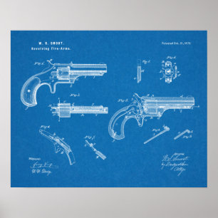 1873 Gun Revolver Patent Art Zeichnend Print Poster