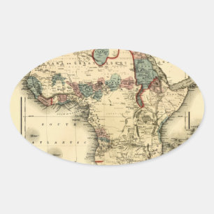 1874 Map of Africa Antique African Print Ovaler Aufkleber