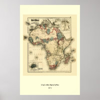 1874 Map of Africa Antique African Print