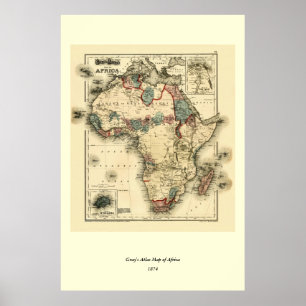 1874 Map of Africa Antique African Print Poster
