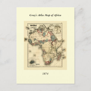 1874 Map of Africa Antique African Print Postkarte