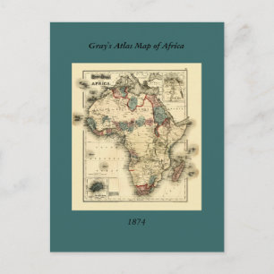 1874 Map of Africa Antique African Print Postkarte