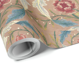 1875 Vintag William Morris Floral Stickerei  Geschenkpapier
