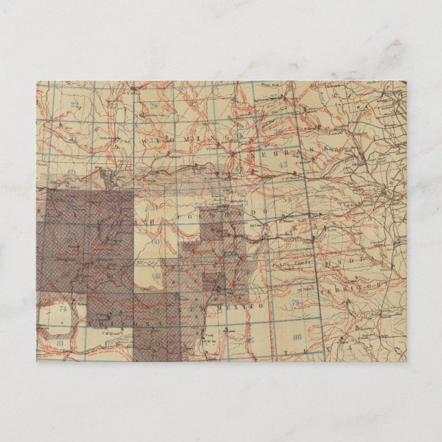 1876 Fortschrittsplan der Geografischen Erhebungen Postkarte (Vorderseite)
