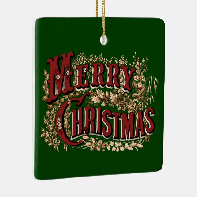 1876 Frohe Weihnachten Doppelseitig Keramikornament (Rechts)