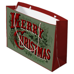 1876 Frohe Weihnachten Grün Große Geschenktüte
