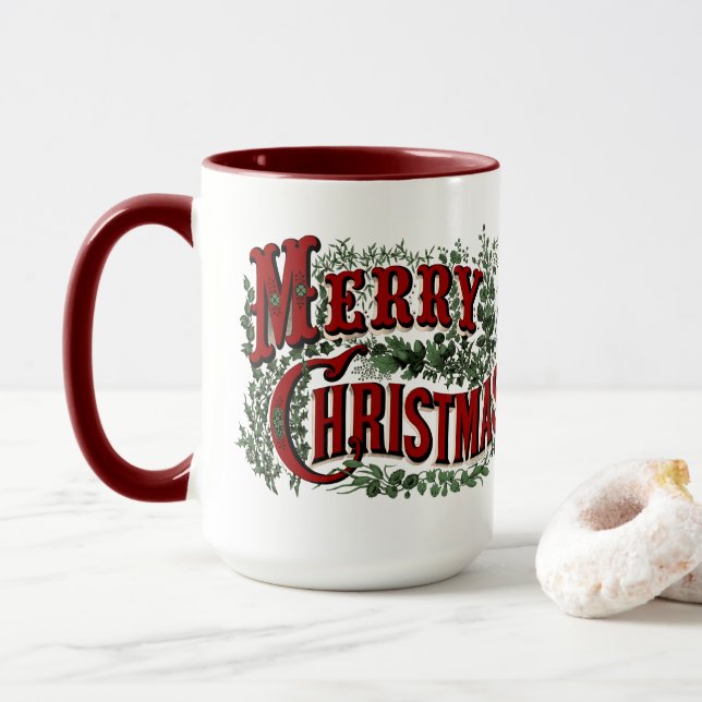 1876 Frohe Weihnachten Grün Tasse (Mit Donut)