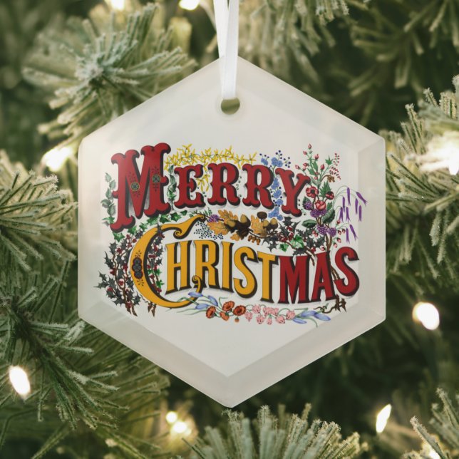 1876 Frohe Weihnachten Ornament Aus Glas (Insitu)