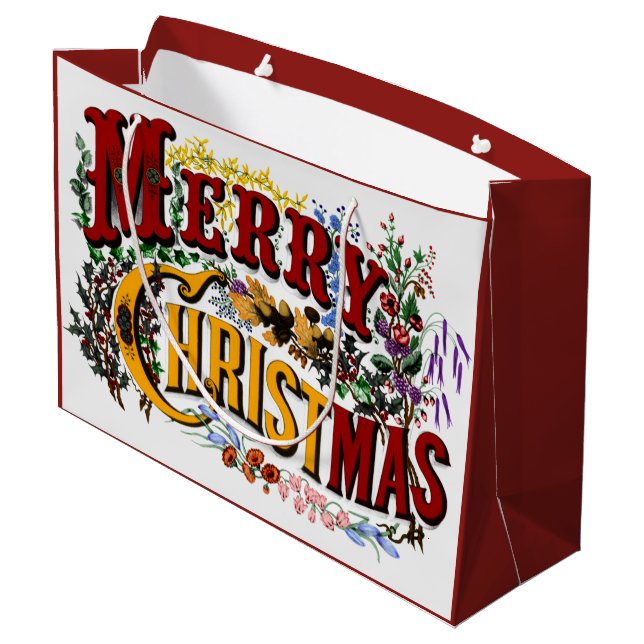 1876 Frohe Weihnachtsfarben Große Geschenktüte (Rückseite Schrägansicht)