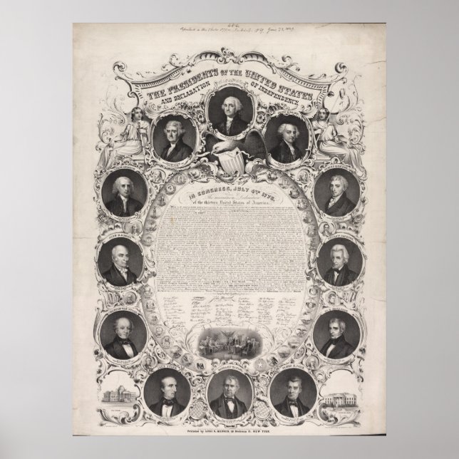 1876 Reproduktion der Unabhängigkeitserklärung Poster (Vorne)