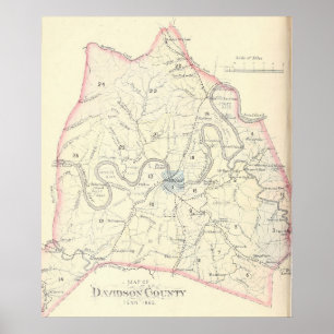 1880 Karte von Davidson Landkreis Tennessee Poster