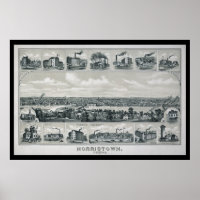 1881 Luftkarte Norristown PA Pennsylvania Poster