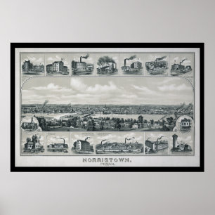 1881 Luftkarte Norristown PA Pennsylvania Poster