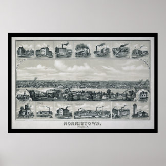 1881 Luftkarte Norristown PA Pennsylvania Poster