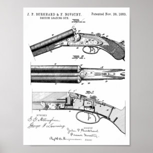 1883 Shotgun Patentkunst Zeichnend Print Poster