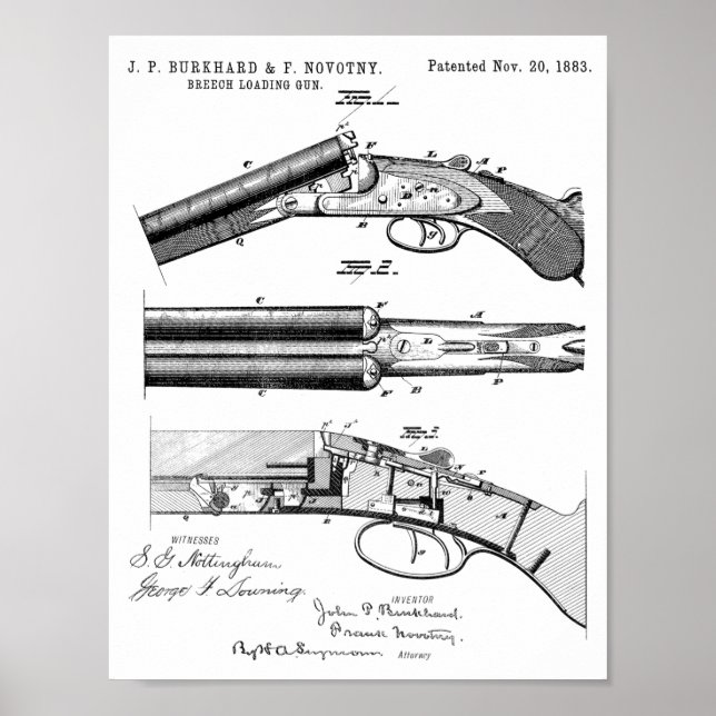 1883 Shotgun Patentkunst Zeichnend Print Poster (Vorne)