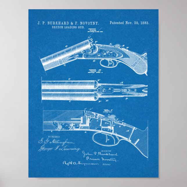 1883 Shotgun Patentkunst Zeichnend Print Poster (Vorne)