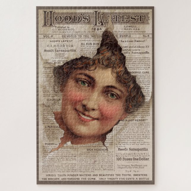 1884 Hood’s Tooth Powder-Karte (Vertikal)
