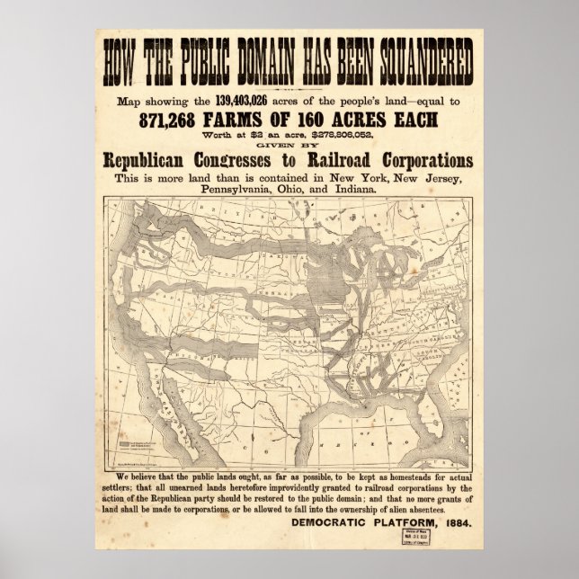 1884 Poster der Demokratischen Plattform für polit (Vorne)